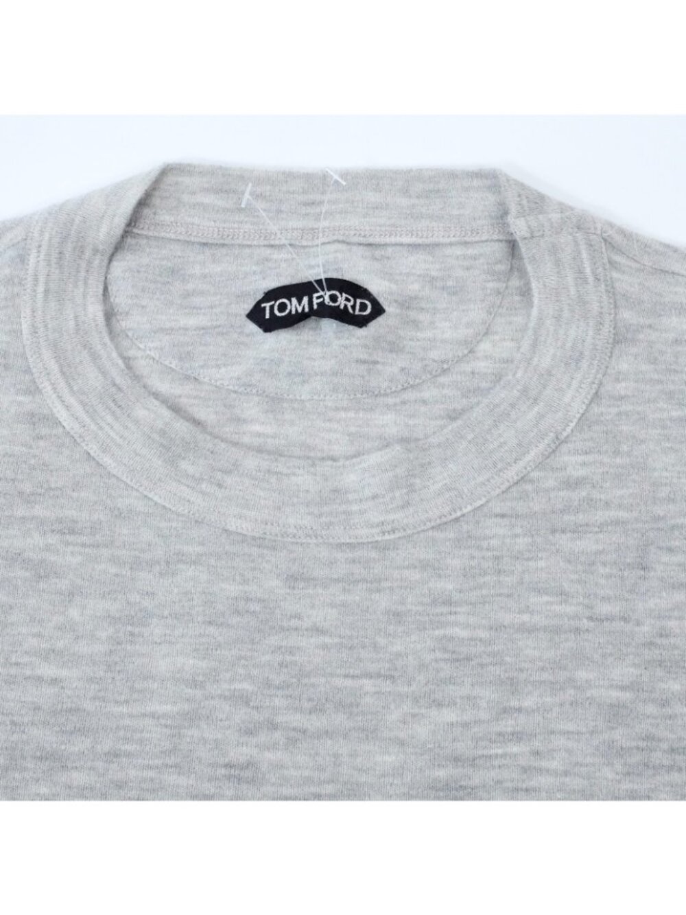 TOM FORD 56 US 46 sweater T shirt 100% cashmere long sleeves gray TF logo - Picture 2 of 7